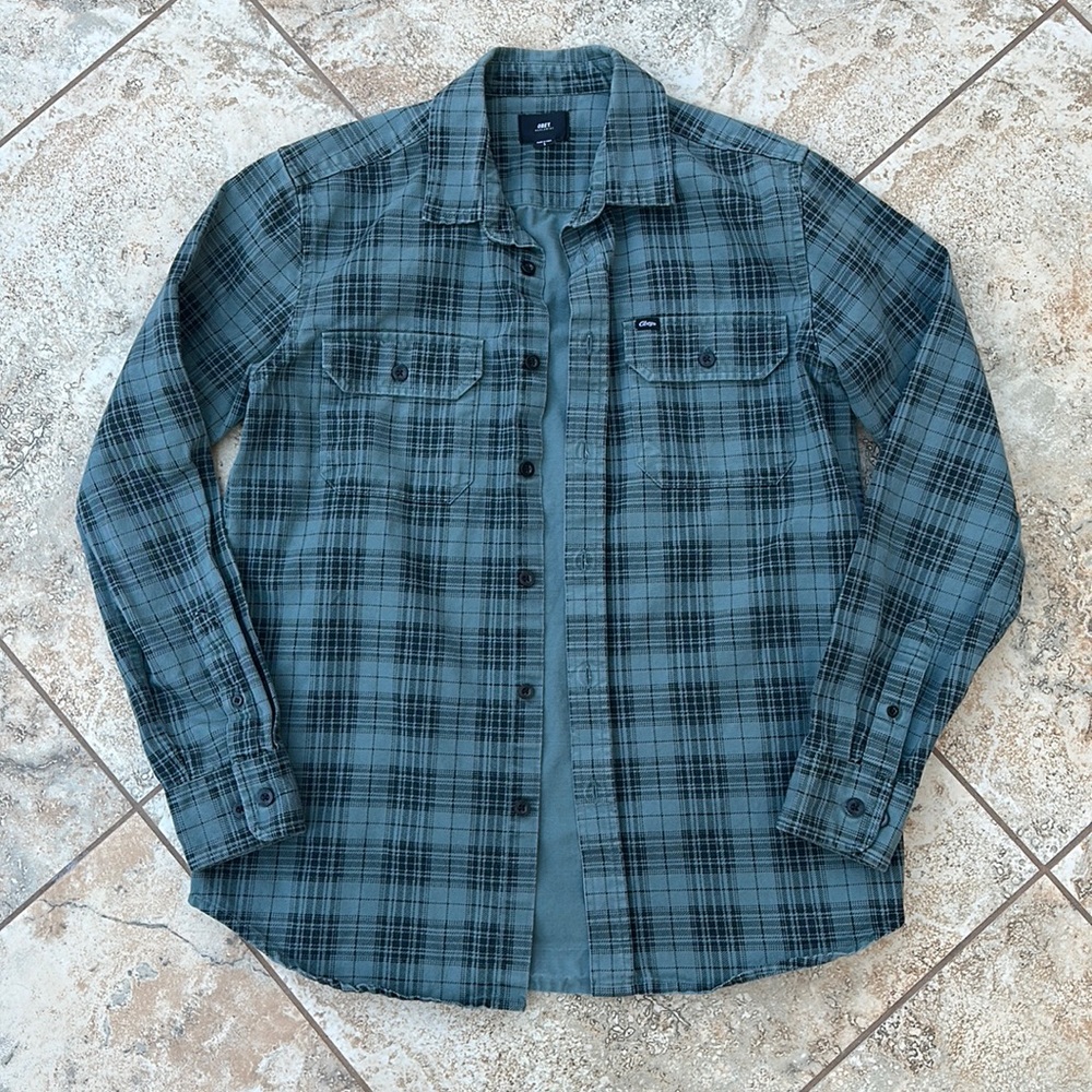 Obey Plaid Heavyweight Cotton Twill Button Down Long Sleeve Shirt Men’s Small